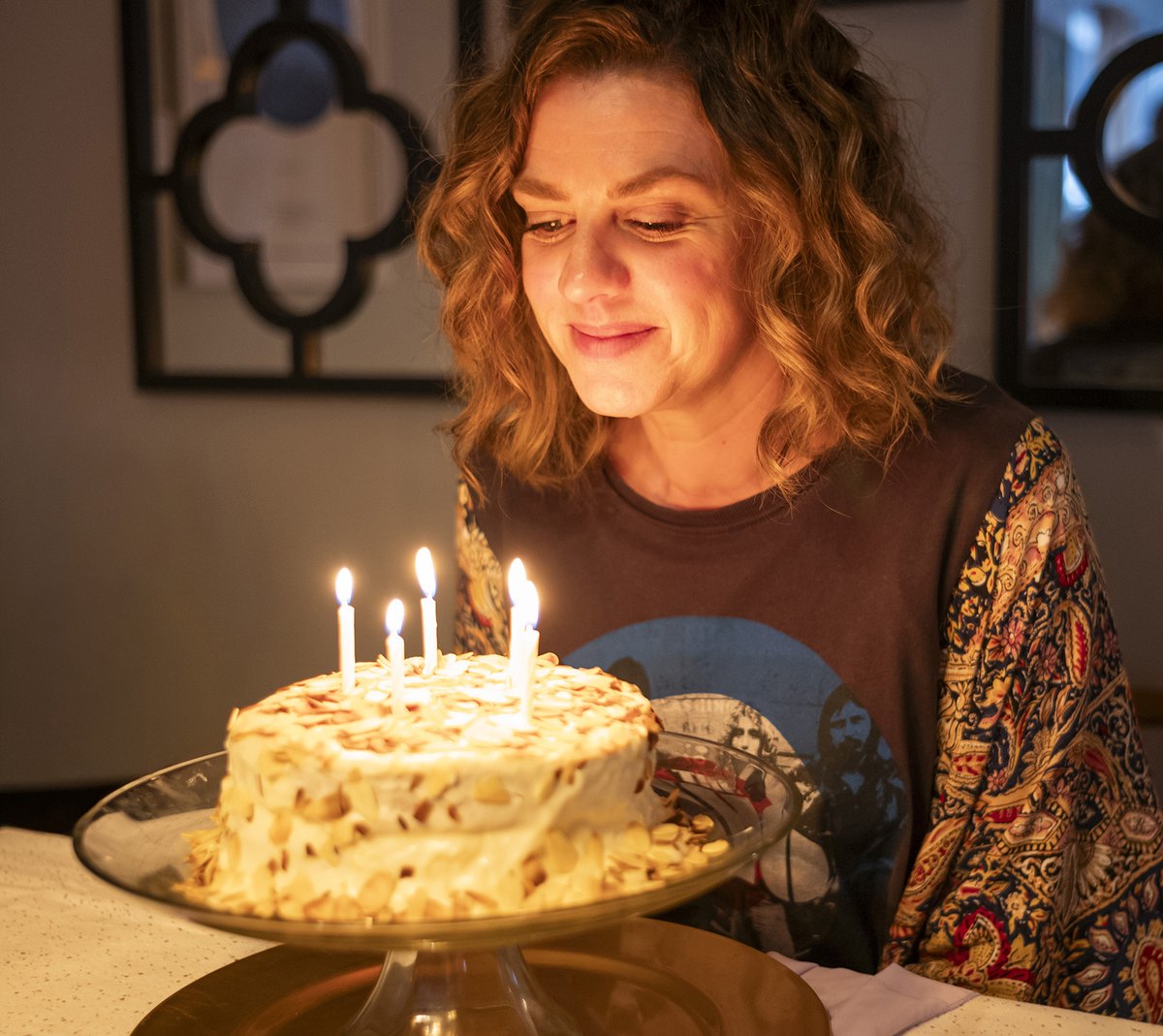 Woman with a birthday cake